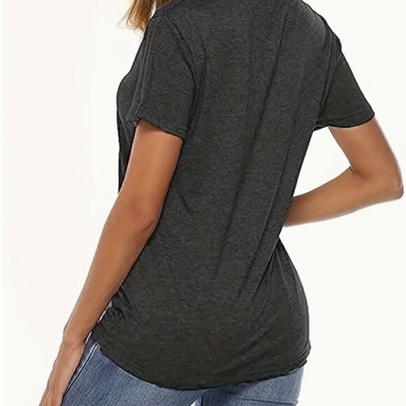 NEW! Trendy Holiday Christmas Fancy Coffee Drinks T Shirt Grey Plaid Party - Picture 4 of 4